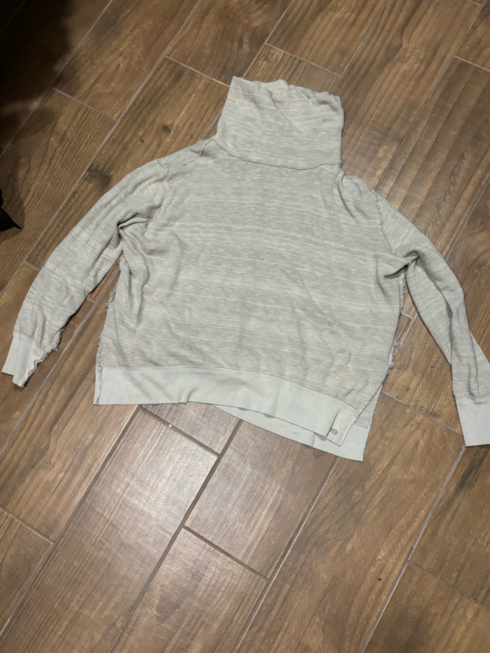 We The Free by Free People Beige Slub Knit Cowl Neck Sweater | Size Large | Raw